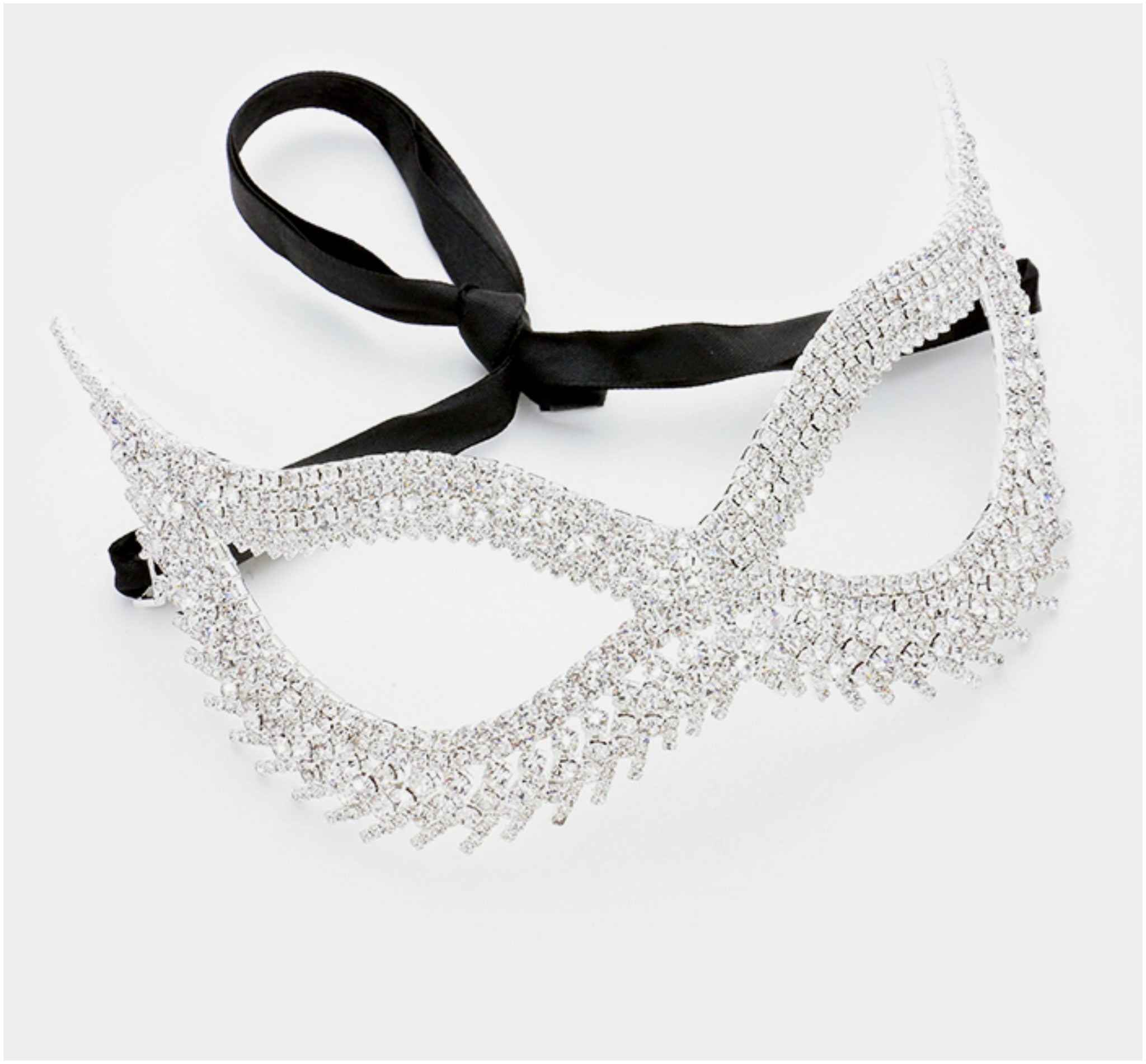 Noga Cluster Cat Eye Masquerade Mask | Silver | Crystal - Beloved Sparkles
- 1